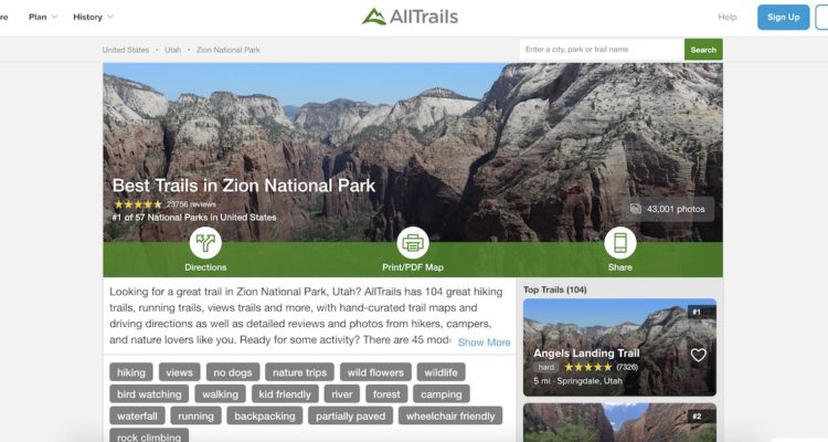AllTrails.com Screenshot